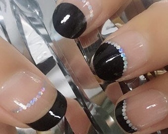 Black diamond SHEER elegant Nail Wraps