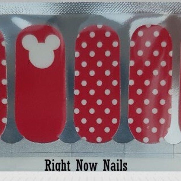 Red and White Polka Dot Mickey Nail Wraps