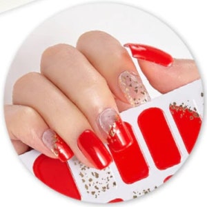 Red and Gold Transparent Nail Wraps