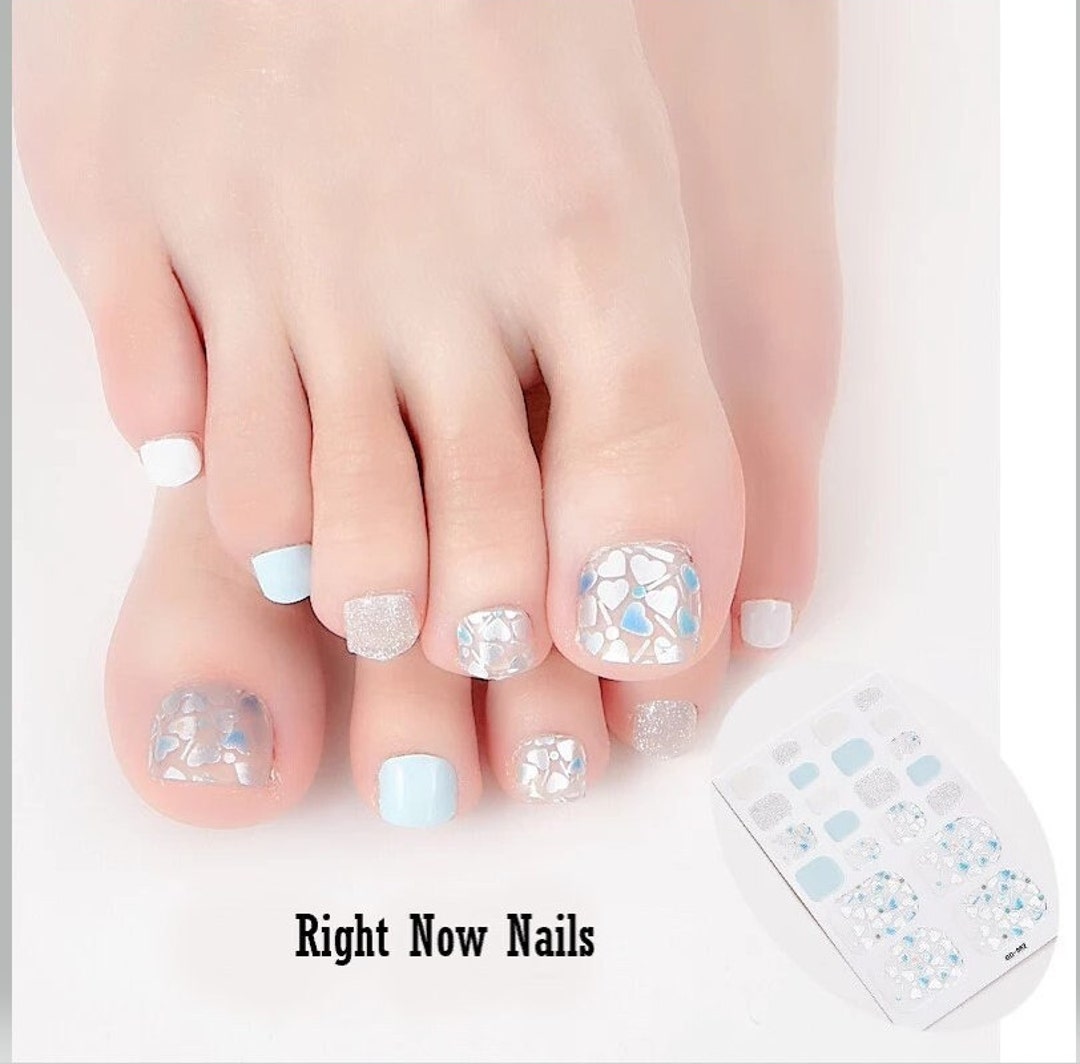 Light Blue, Silver, off White, and Mint Green Toenail Wraps Etsy