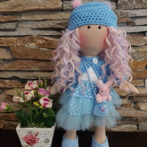 Handmade doll,Rag Doll Interior doll, Tilda doll, Doll clothes, Fabric doll, Christmas gift