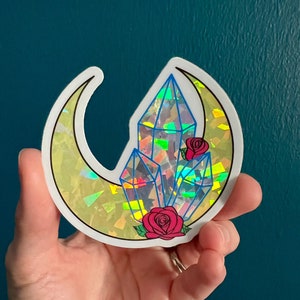 Holographic Prism Rose Crystal Sticker, Sailor Moon Vinyl Sticker, Sailor Moon Inspired Sticker, Crystal Moon Sticker, Tuxedo Mask Inspired