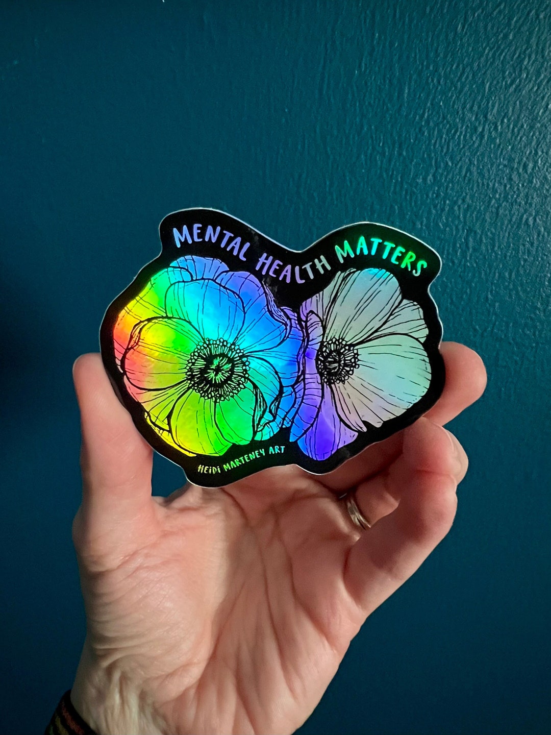 Mental Health Matters Sticker, Holographic Anemone Sticker, Vinyl ...