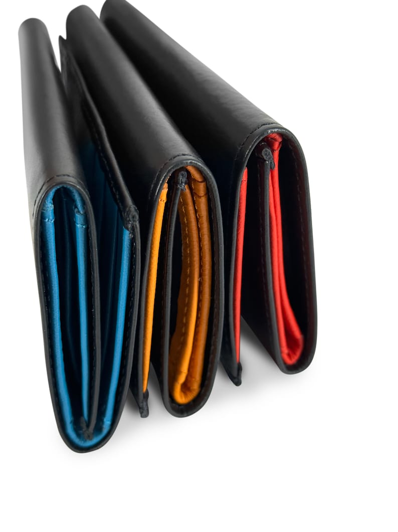 Genuine Leather Trifold Wallet: Slim Colorful Wallet With ID Window ...