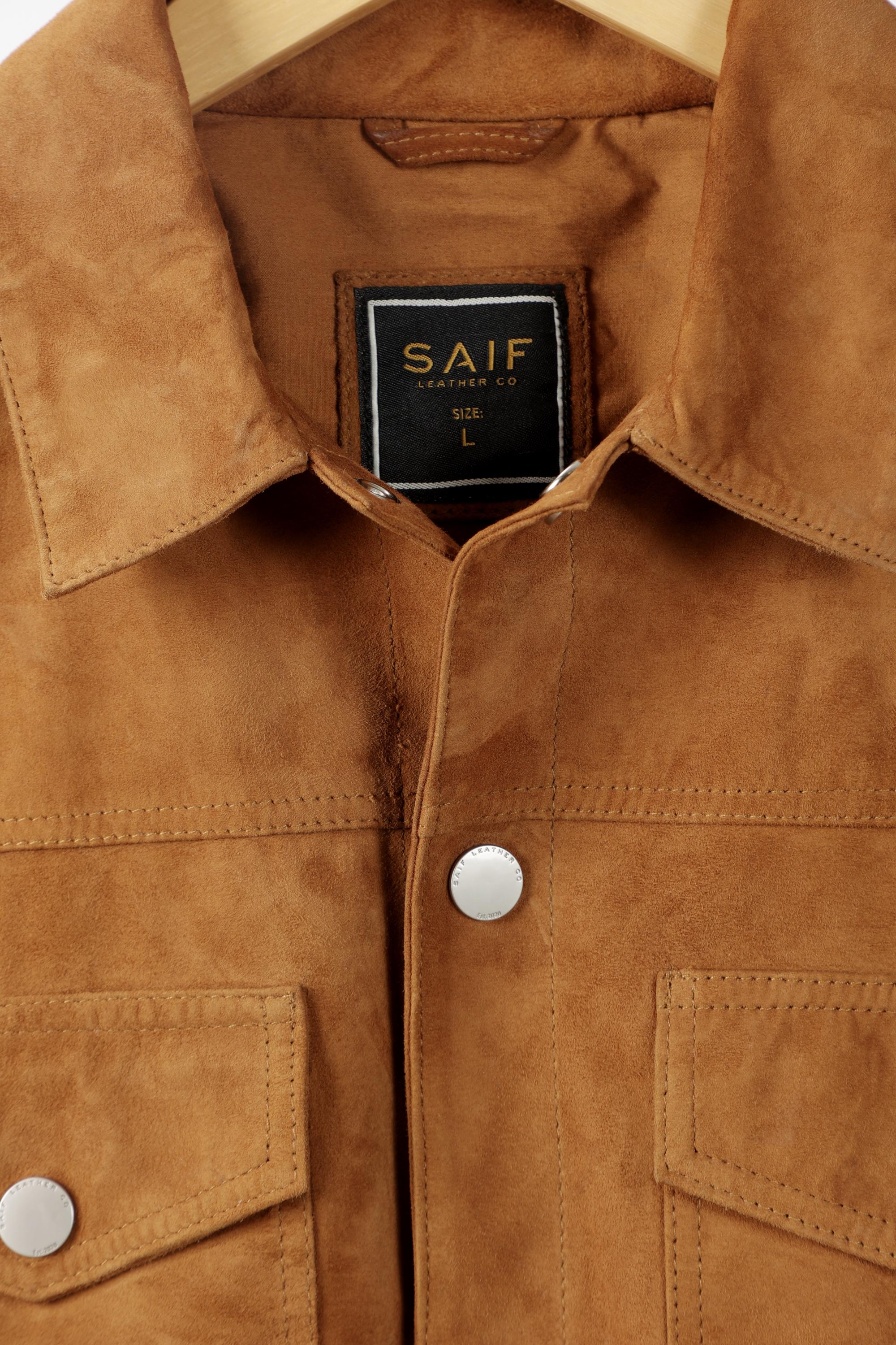Goat Suede Jacket: Classic Brown Leather Jacket, Cowboy Style - Etsy