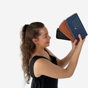 Cartera de cuero con cremallera segura para mujer / Cartera con cremallera de bolsillo para recibos con cremallera YKK / Cartera simple con múltiples tarjetas de moda / Cartera de diseño de monederos