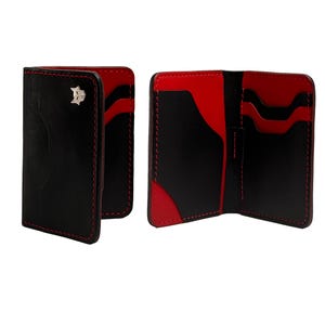 Billetera delgada con tirador / Billetera de cuero para efectivo / Billetera de cuero resistente / Billetera plegable minimalista hecha a mano / Billetera delgada para tarjetas / Regalo para el Día del Padre