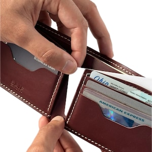 Handgenähte zweifache Brieftasche | Vollnarbenleder | Premium Leder Handwerkskunst | 10-12 Kreditkarten| 100% Leder| Lebenslange Garantie