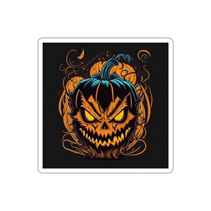 Evil Pumpkin Sticker, Water-Resistant Vinyl Die Cut Horror