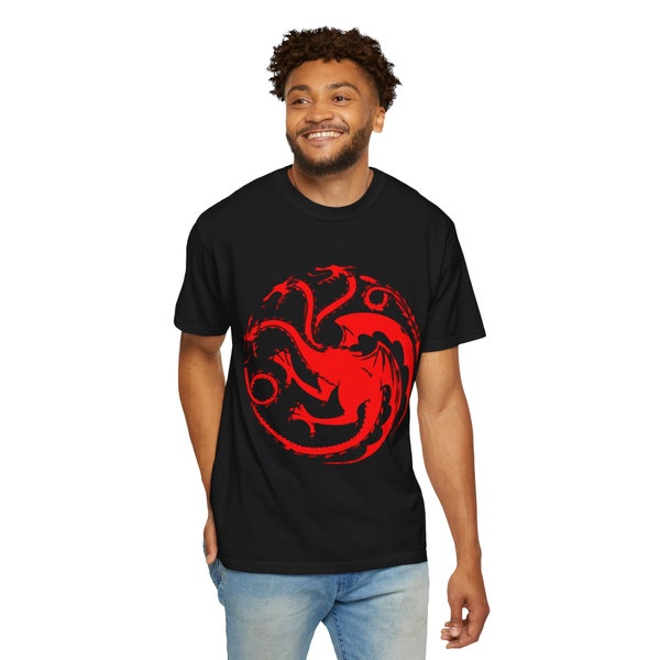 House of the Dragon Unisex Garment-Dyed T-shirt, Fire and Blood, Game of Thrones Gift, House Targaryen,