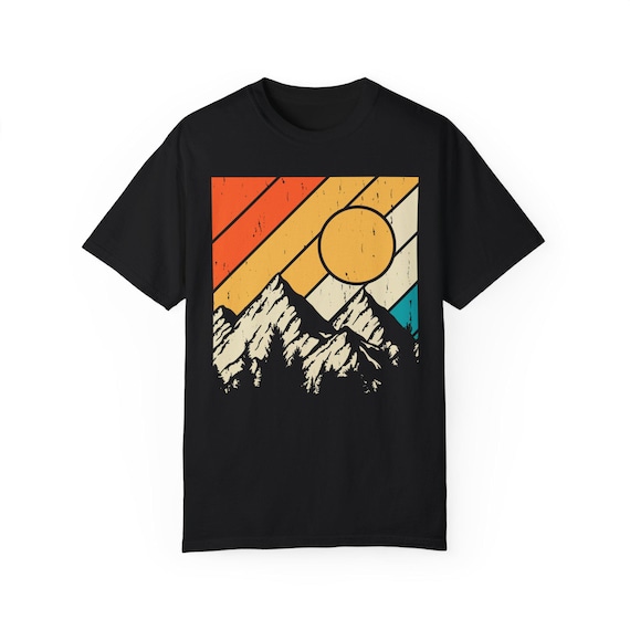 Retro Mountain Sun T-shirt, Comfort Colors Hiking Shirt