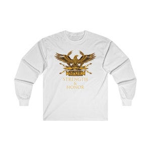 Roman Empire Strength & Honor T-Shirt - History Buff Gift | Social Studies Teacher Apparel | SPQR History Teacher Shirt
