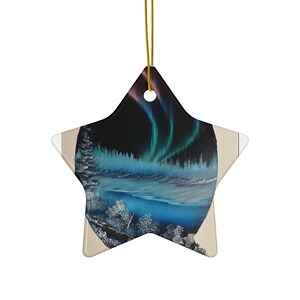 Ceramic Ornament, Northern Lights Decor, Paint With Shawn, Christmas Ornament Gift, Unique Holiday Decor, Hand-Painted Ornament