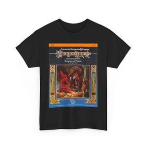 Maglietta Dragonlance / Dragons of Flame, Vintage anni '80 D&D Box Art / Maglietta classica Dungeons and Dragons / Design retrò RPG di DL2 Adventure