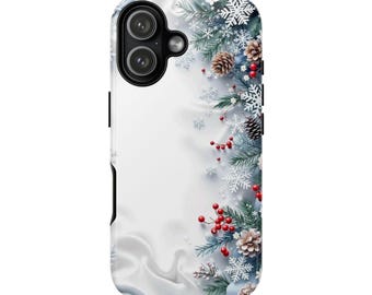 iPhone 17 Case Christmas Snowflakes | Holiday Pinecone & Winter Berry Design Matte and Glossy