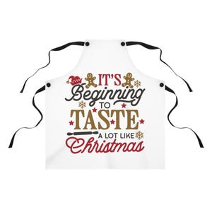 Tablier de Noël amusant « Ça commence à avoir beaucoup de goût comme Noël » - Cadeau de chef cuisinier, cuisine de vacances, cuisine de fête