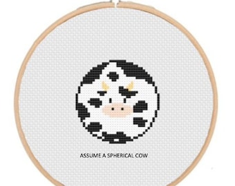 球形の牛を想定クロスステッチ科学物理学ジョーク面白い初心者に優しいPDFパターン