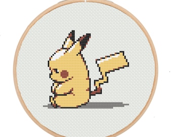悲しいピカチュウ ポケモン かわいい モダン クロスステッチ PDF パターン
