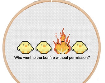 許可なく焚き火に行ったのは誰？ 面白いイースターミーム カウントクロスステッチ インスタントダウンロード