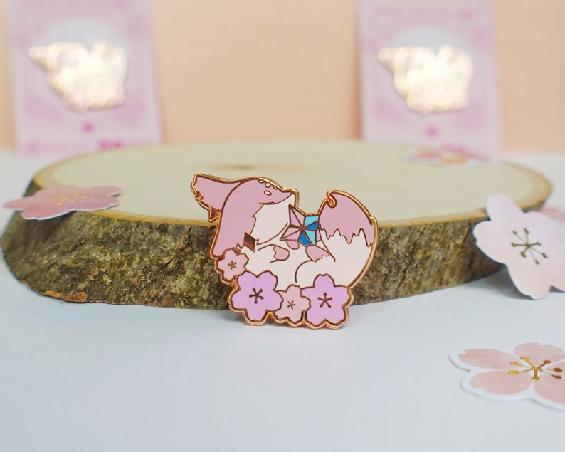Yae Miko Fox Form Rose Gold Hard Enamel Pin Rose Gold Pin Etsy India