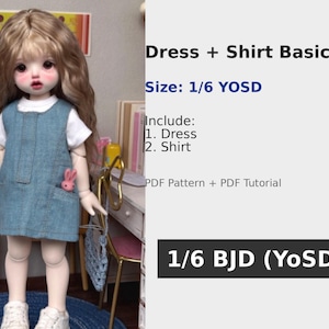 果果 1/6 BJD Doll Dress Pattern - basic dress +shirt set - with  seam allowance