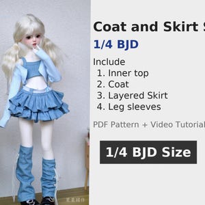 果果 1/4 BJD Doll Dress Pattern - Coat and dress set - with seam allowance
