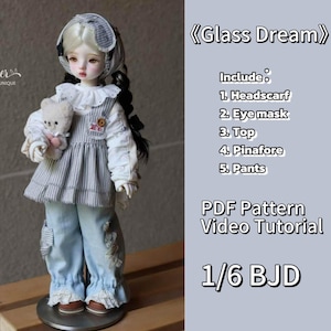 Patrones de ropa para muñeca BJD 1/6 de la marca Crystal Dream (sin margen de costura) (el patrón del oso no está incluido y se puede comprar por separado).