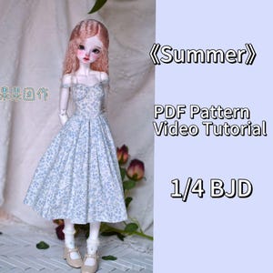 果果 1/4 BJD 人形ドレスパターン - 夏: ストラップドレスとカーディガン - 縫い代付き