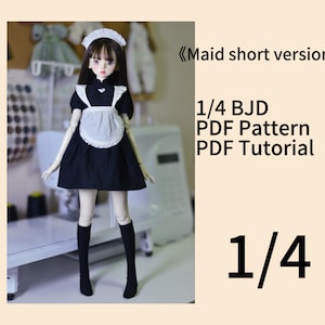 阿吉 BJD 1/4 DOLL Cloth Patterns  Dress- Maid Dress short dress