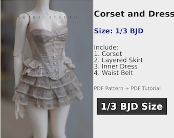 阿吉 BJD 1/3 SDGR POP patronen korset en jurk 4 stuks.