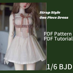 阿吉 BJD 1/6 YoSD BJD DOLL Patterns Strap Style One-Piece Dress