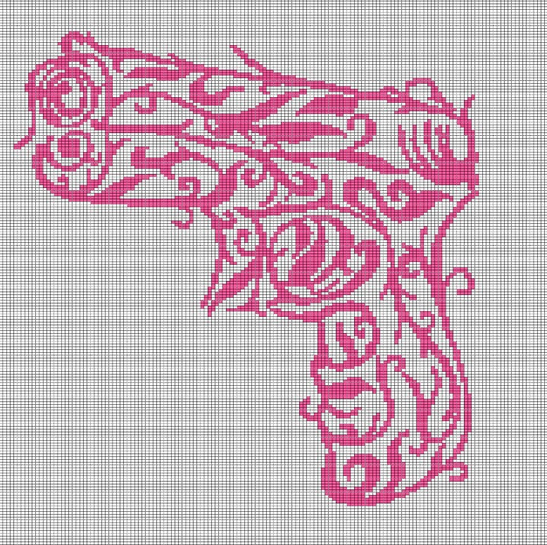 Pink gun häkeln afghanischen Muster Graph