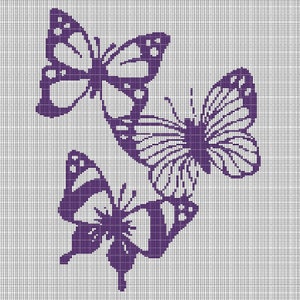 Purple Butterflies crochet afghan pattern graph