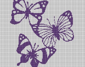 Purple Butterflies crochet afghan pattern graph