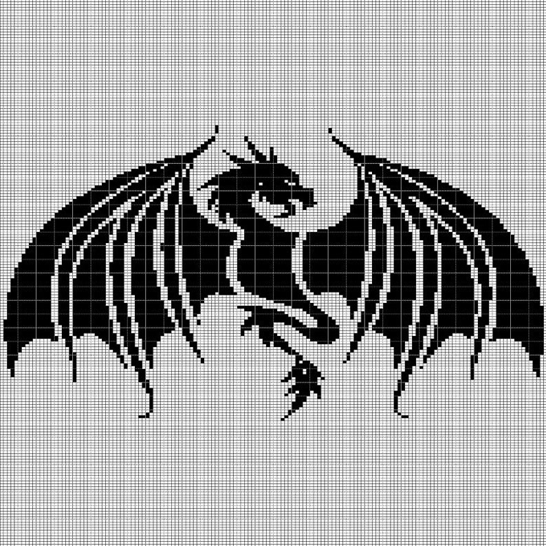 Dragon 5 Crochet Afghan Pattern Graph Etsy