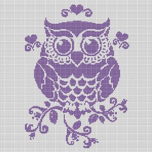 Purple owl crochet afghan pattern graph