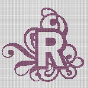 Monogram R crochet afghan pattern graph