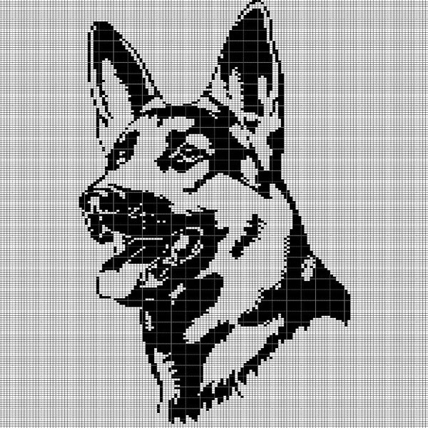 German Sheperd head crochet afghan pattern graph