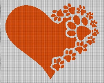 Paw print love crochet afghan pattern graph