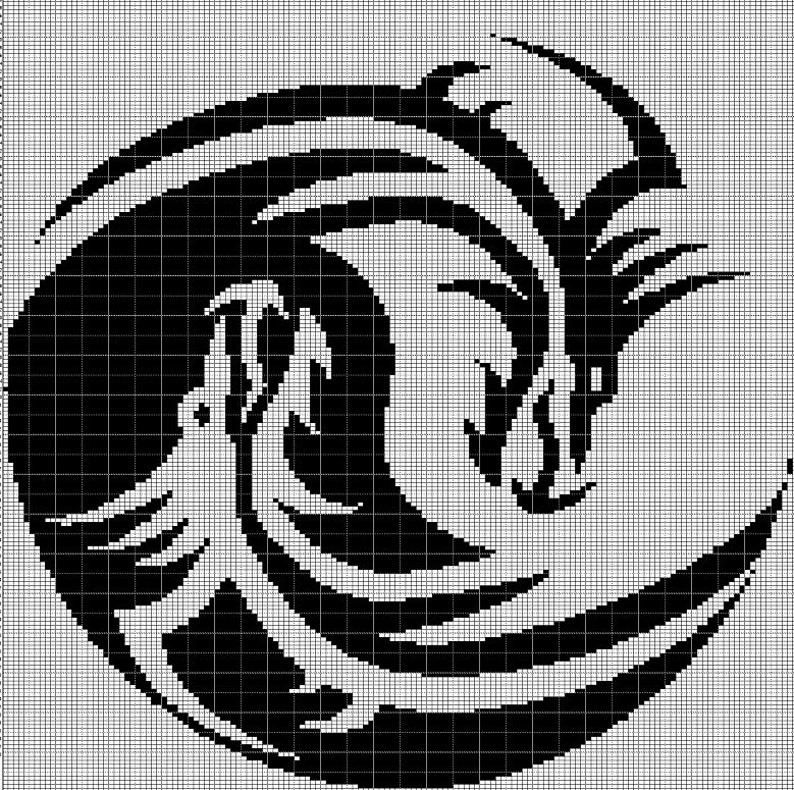 Yin Yang Dragon Crochet Afghan Pattern Graph Etsy