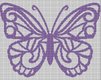 Paarse vlinder 2 gehaakte Afghaanse patroongrafiek