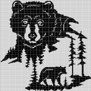 Bear in forest crochet afghan pattern graph