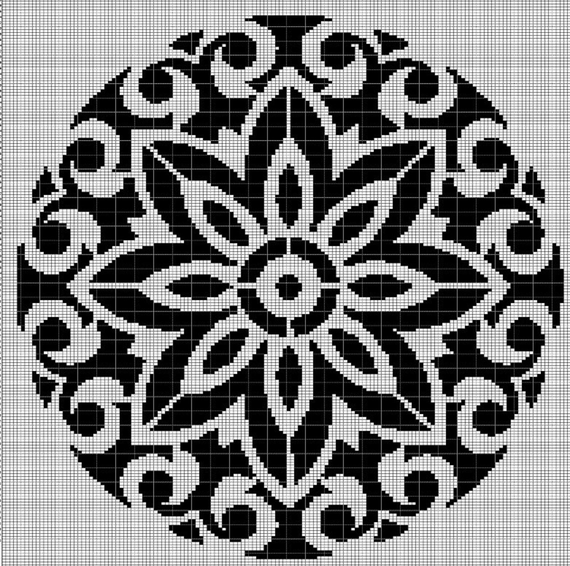 Black and White 2 Crochet Afghan Pattern Graph - Etsy
