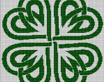 Celtic four-leaf clover crochet afghan pattern graph