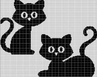 2 black cat crochet afghan pattern graph