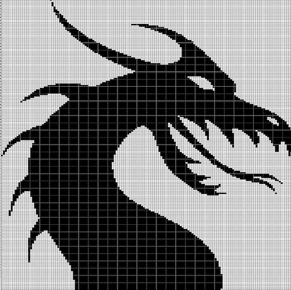 Gray dragon head crochet afghan pattern graph
