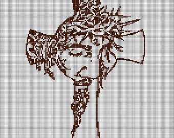 Jesus face in cross crochet afghan pattern graph