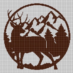 Deer on mountains crochet afghan pattern graph