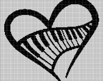 Piano heart crochet afghan pattern graph