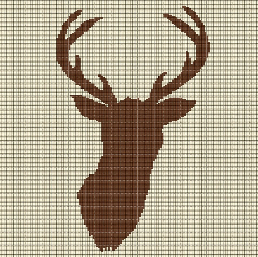 Deer Head 15 Crochet Afghan Pattern Graph Etsy